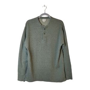 LL Bean Cotton Wool Blend Sage Green Henley Pullover